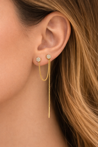 Celestia Double Diamond Chain Earring