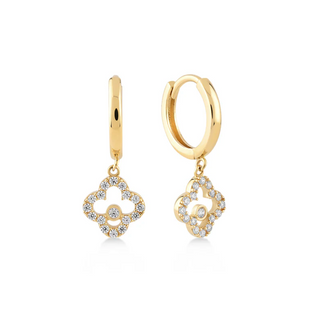 Fleur d’Or Pavé Clover Hoops
